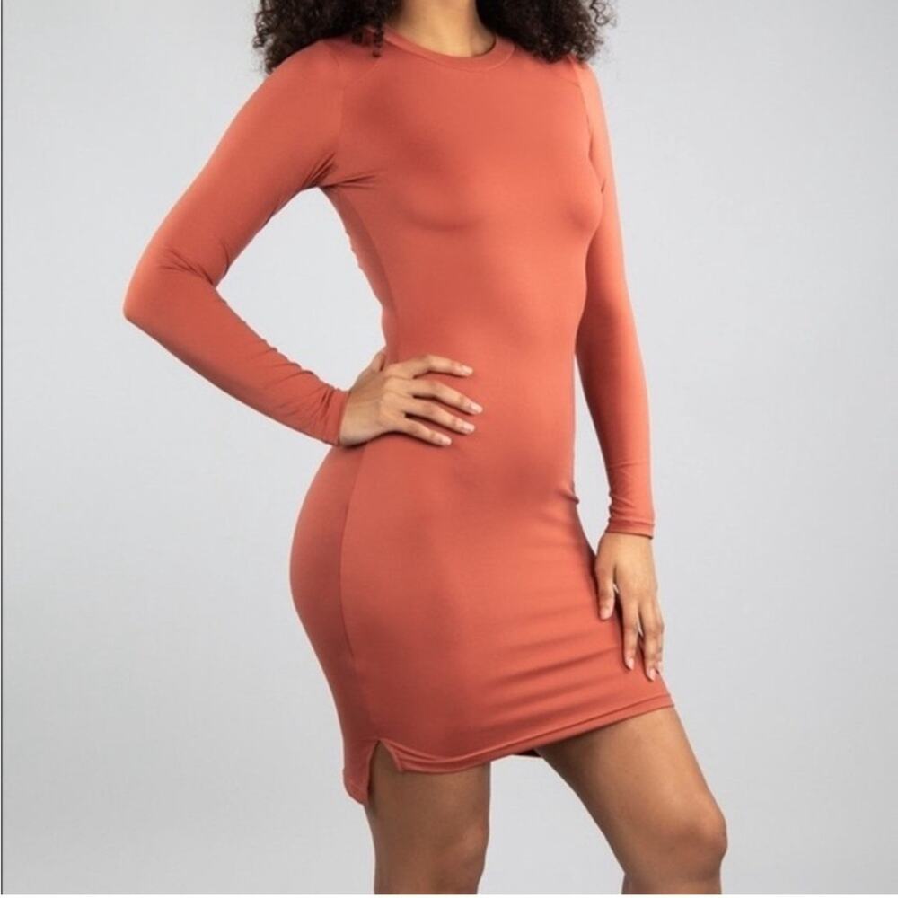 BuffBunny Fall in Love Long Sleeve Bodycon Fitted Mini Dress in Cider‎ Size S